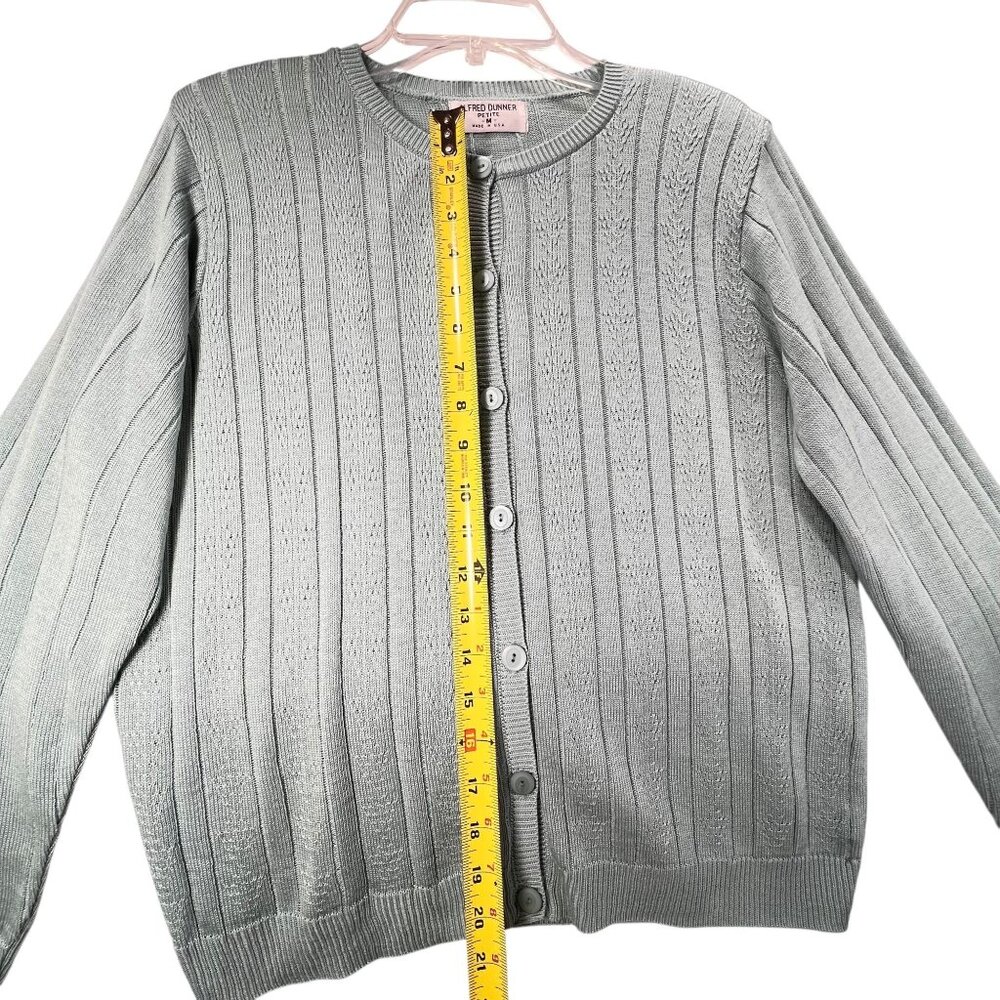 NWT Vtg Alfred Dunner Cardigan Sweater Button Down Blue USA PM Ribbed Knit - Picture 9 of 11